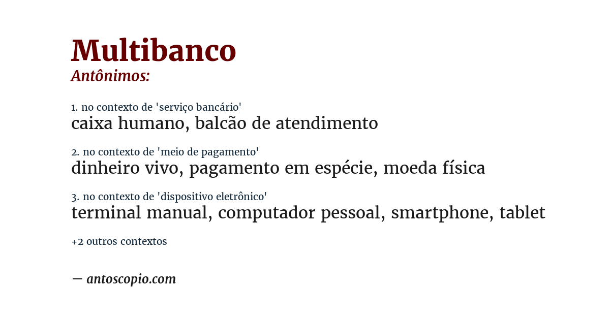 Antônimo de multibanco