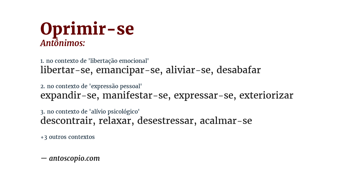 Antônimo de oprimir-se