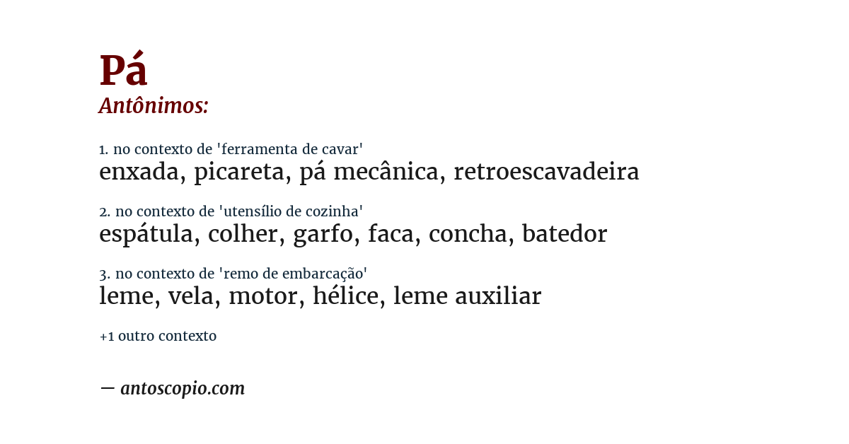 Antônimo de pá