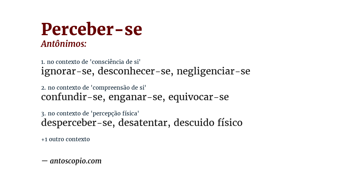 Antônimo de perceber-se