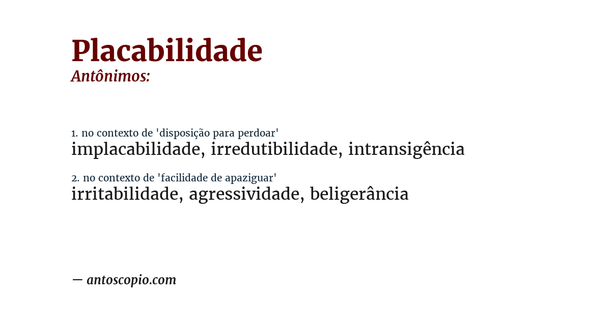 Antônimo de placabilidade