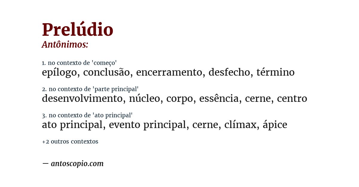 Antônimo de prelúdio