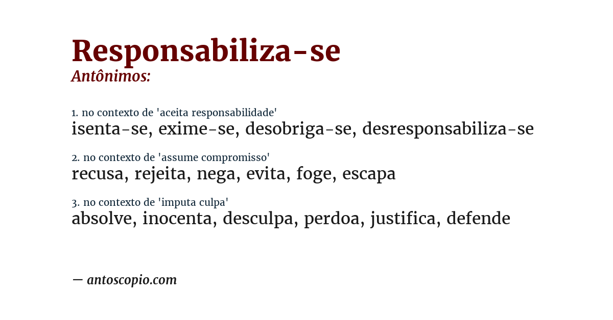 Antônimo de responsabiliza-se