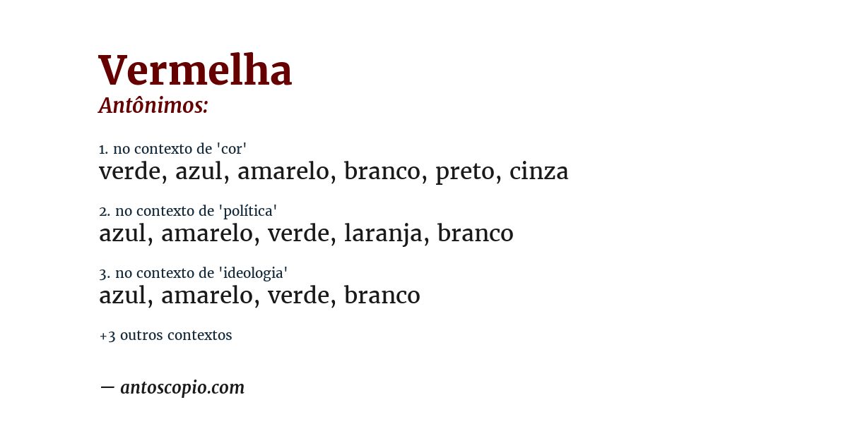 Antônimo de vermelha