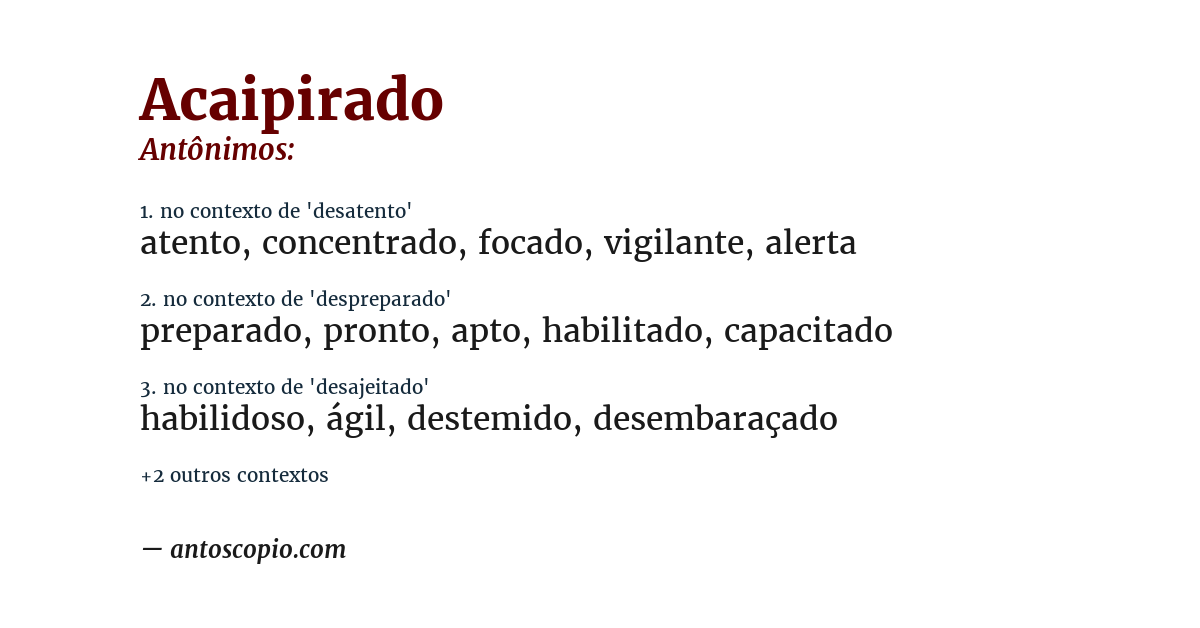 Antônimo de acaipirado