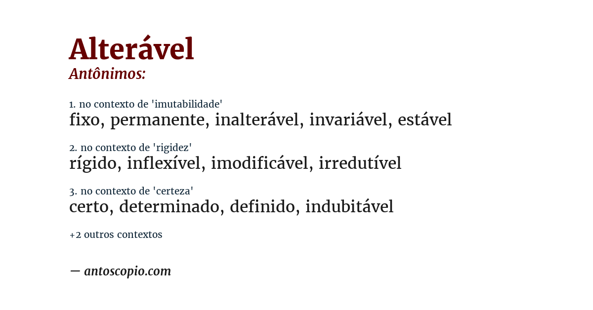 Antônimo de alterável