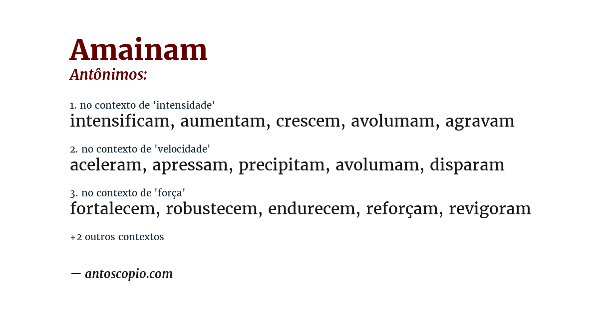 Antônimo de amainam