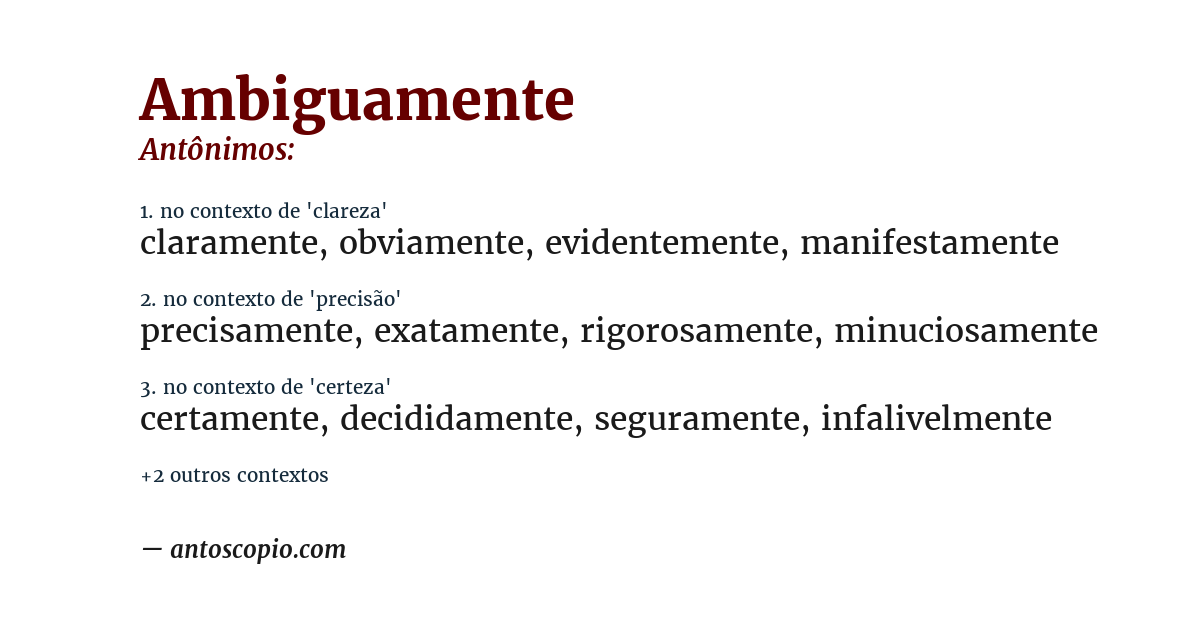 Antônimo de ambiguamente