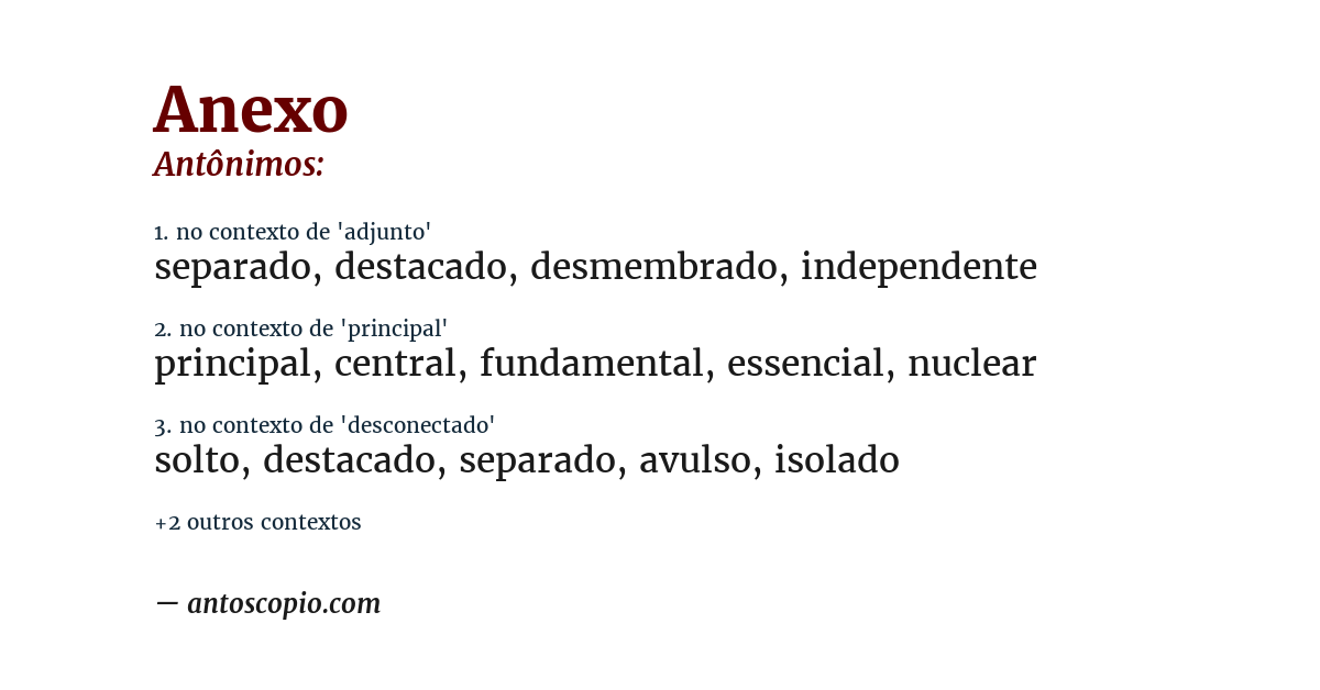 Antônimo de anexo