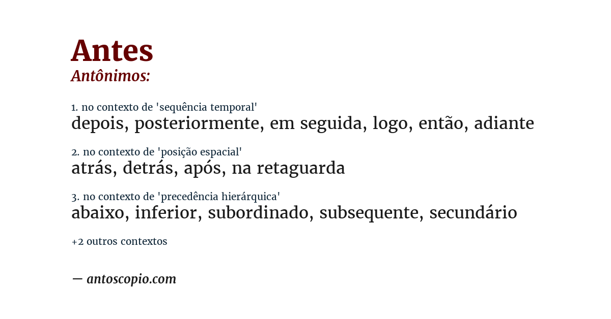 Antônimo de antes