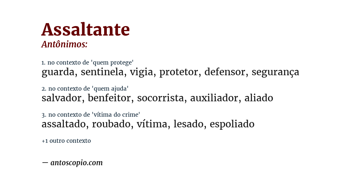 Antônimo de assaltante
