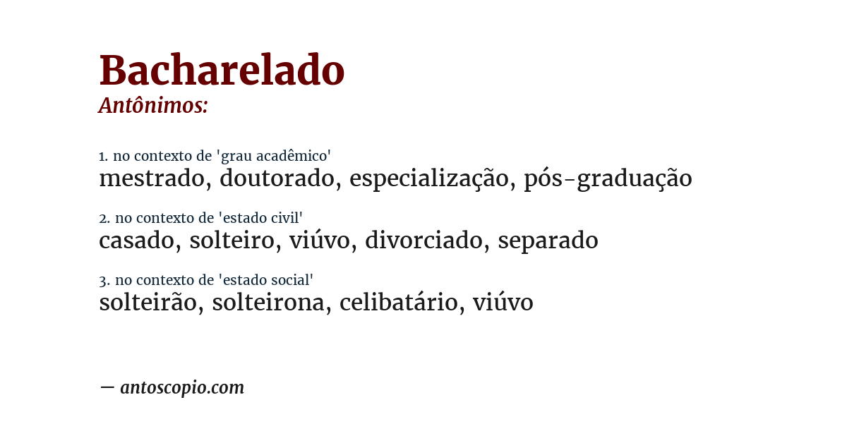 Antônimo de bacharelado