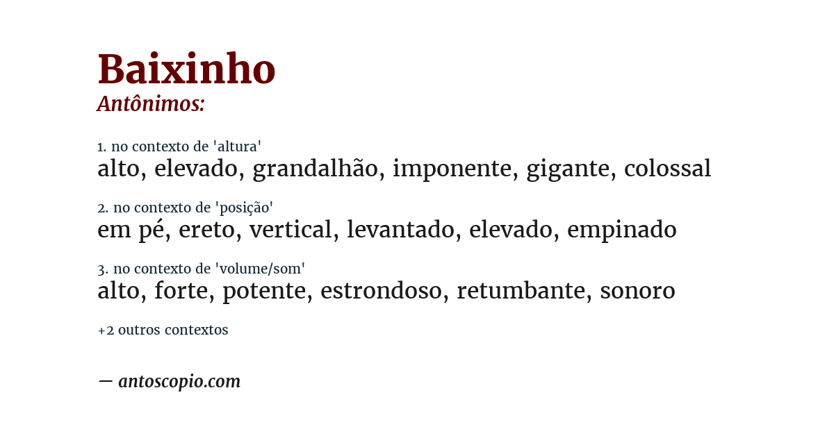 Antônimo de baixinho