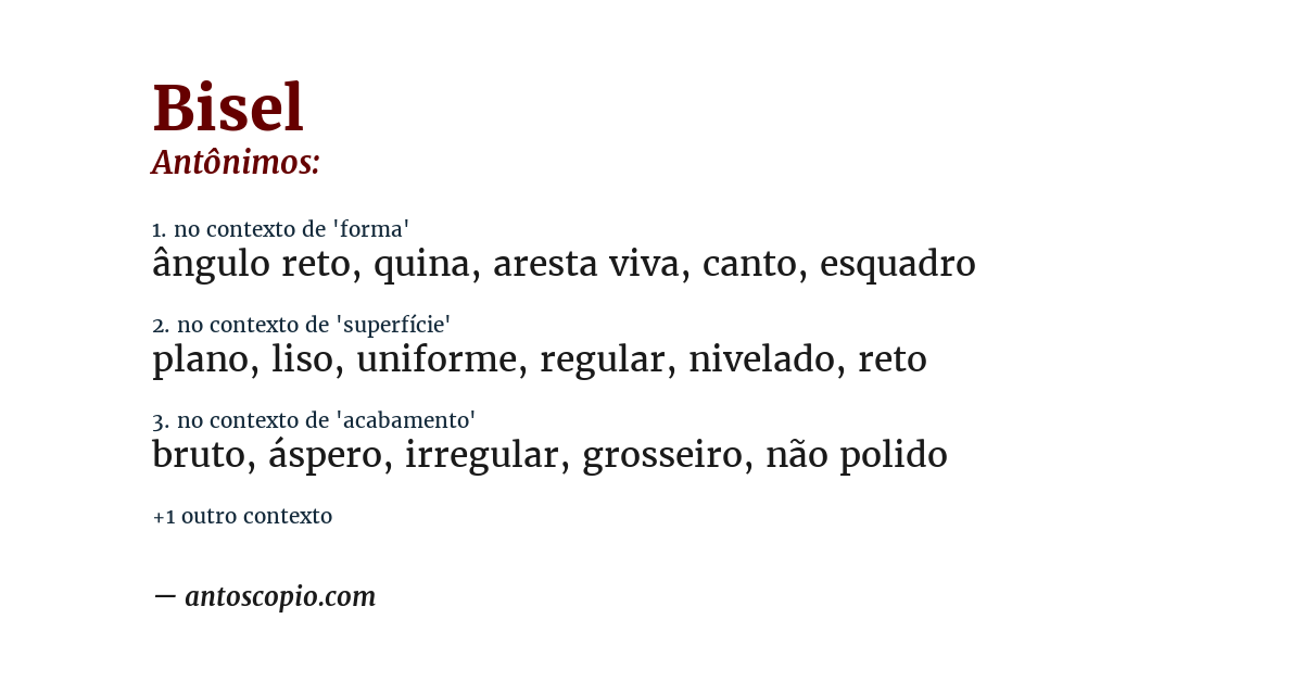 Antônimo de bisel