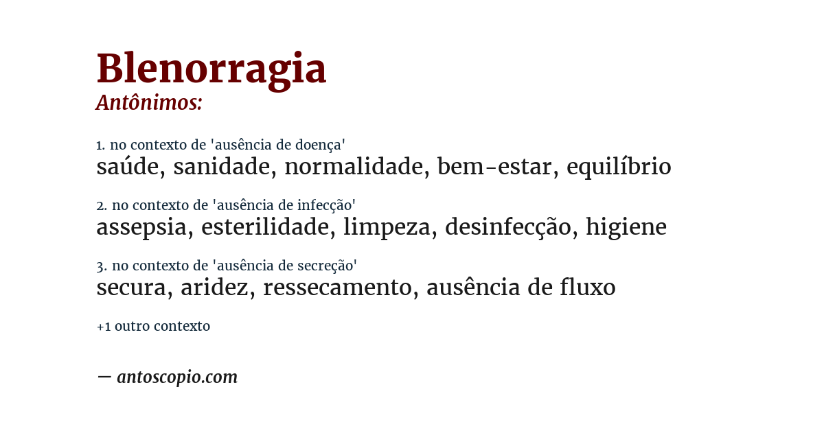Antônimo de blenorragia
