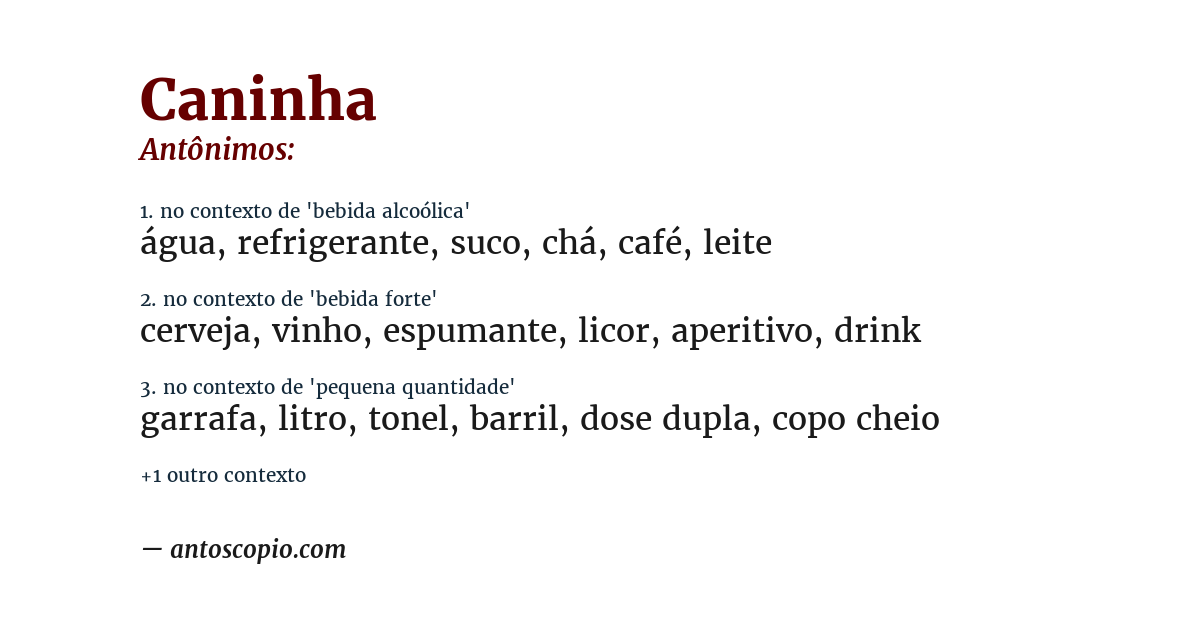 Antônimo de caninha