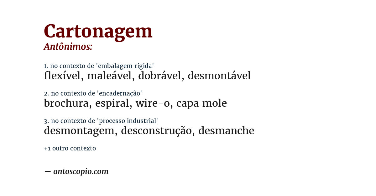 Antônimo de cartonagem
