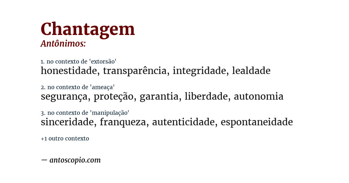 Antônimo de chantagem