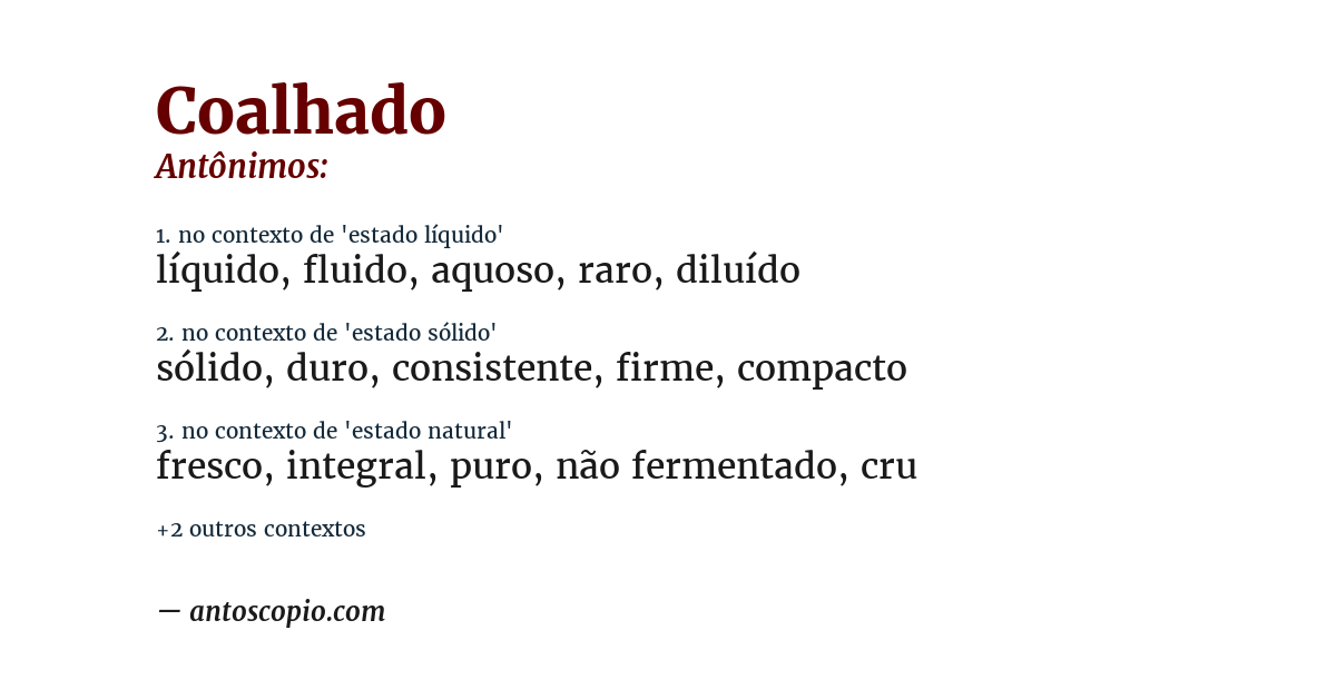 Antônimo de coalhado