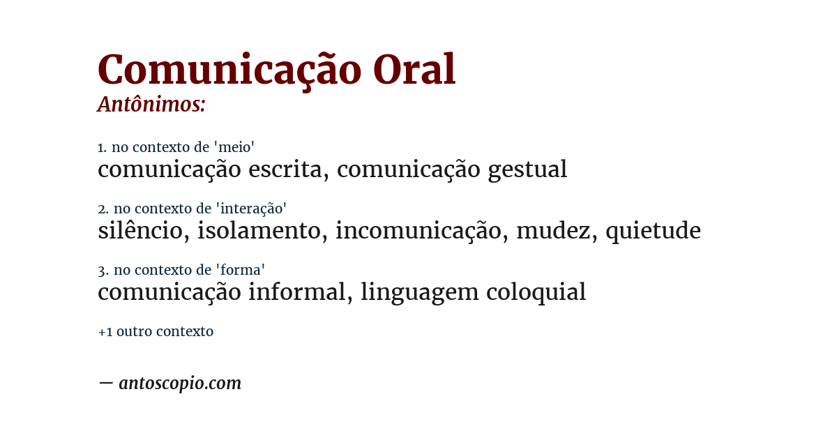 Antônimo de comunicação oral