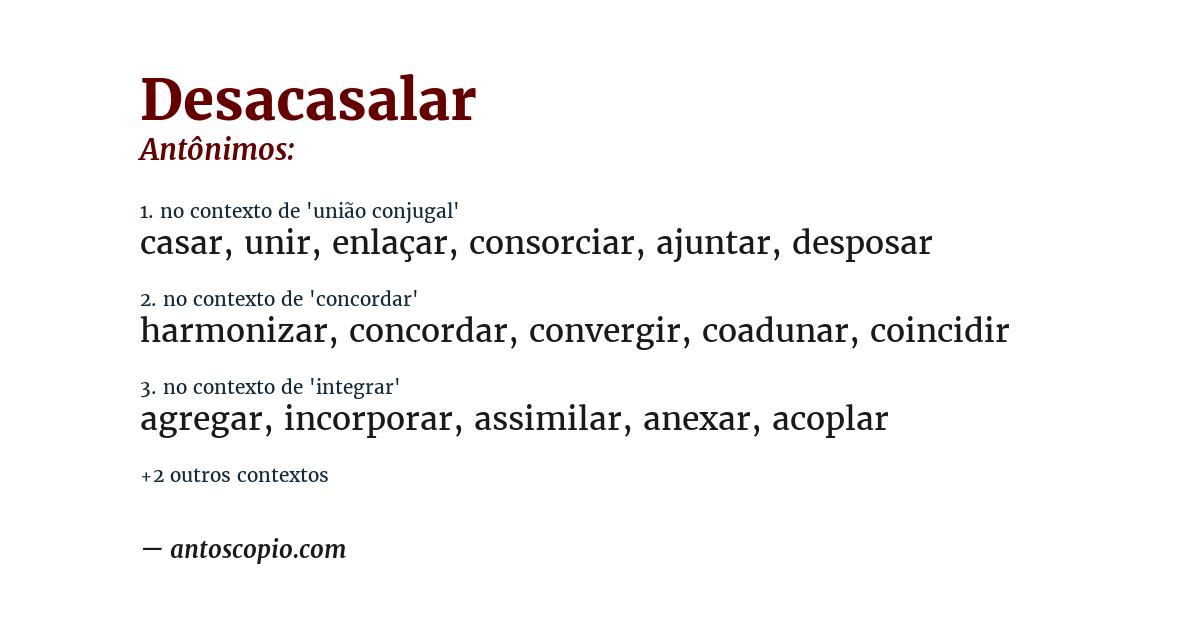 Antônimo de desacasalar