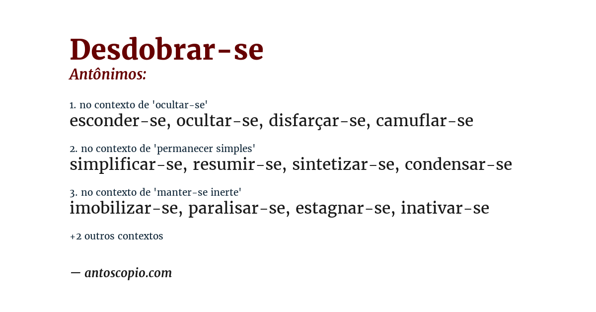 Antônimo de desdobrar-se