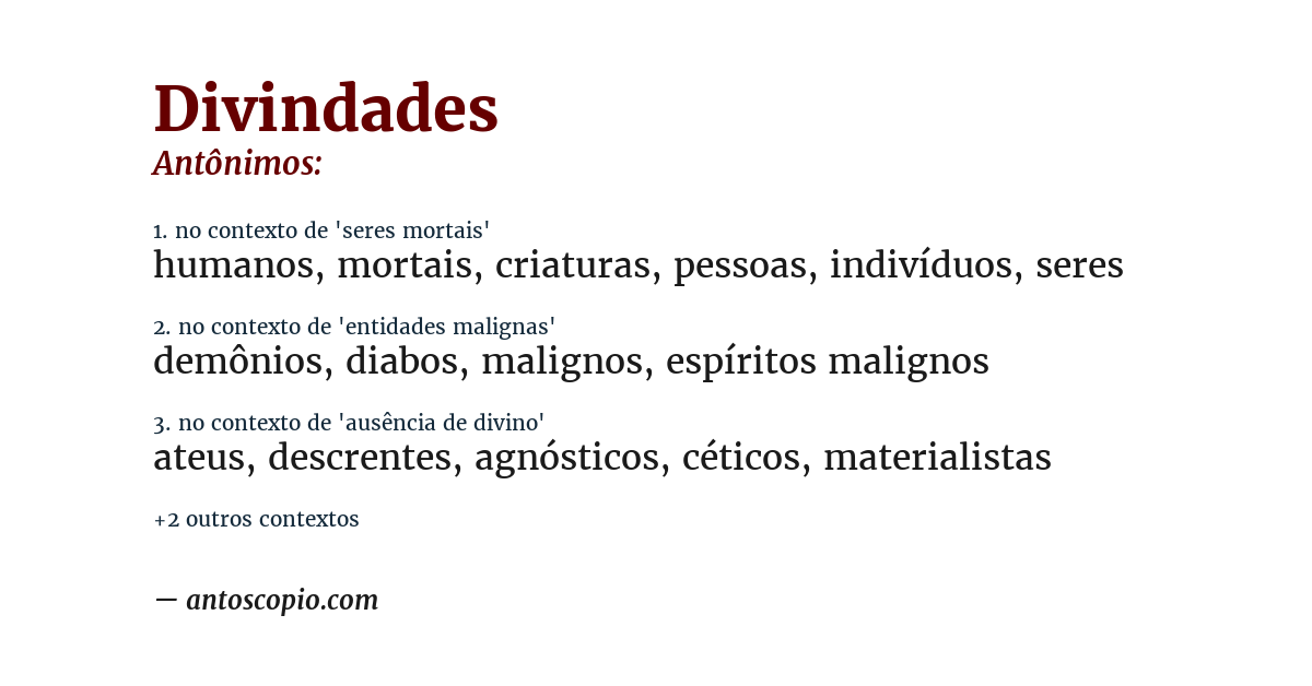Antônimo de divindades