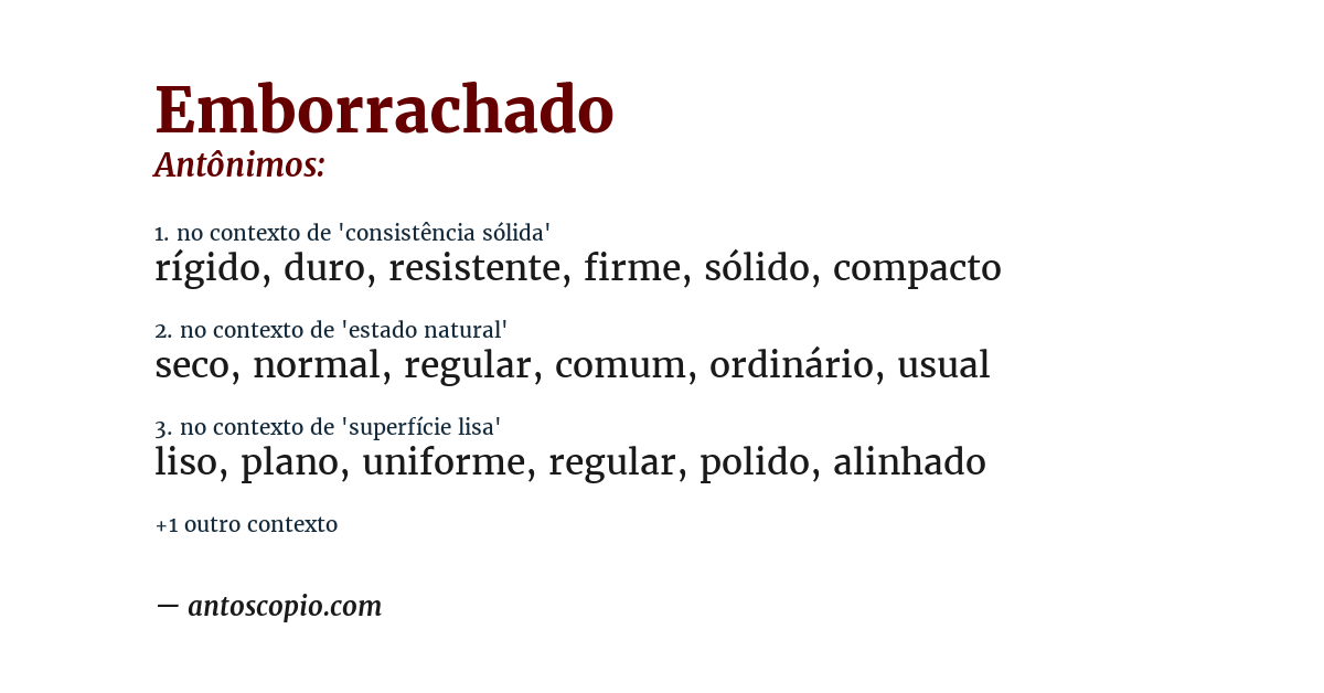 Antônimo de emborrachado