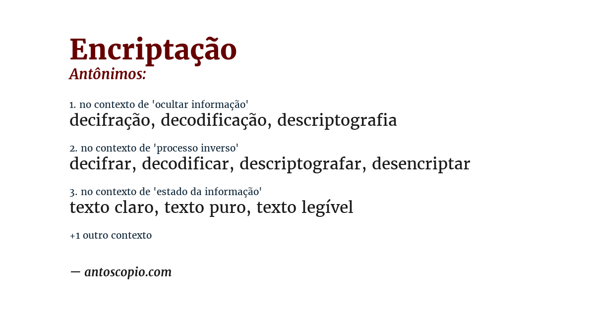 Antônimo de encriptação
