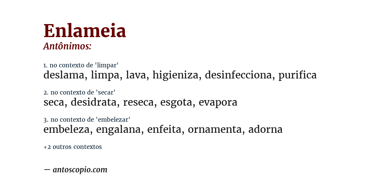 Antônimo de enlameia