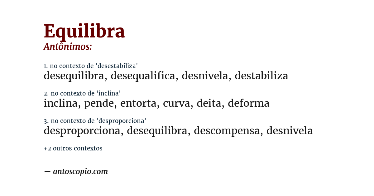 Antônimo de equilibra