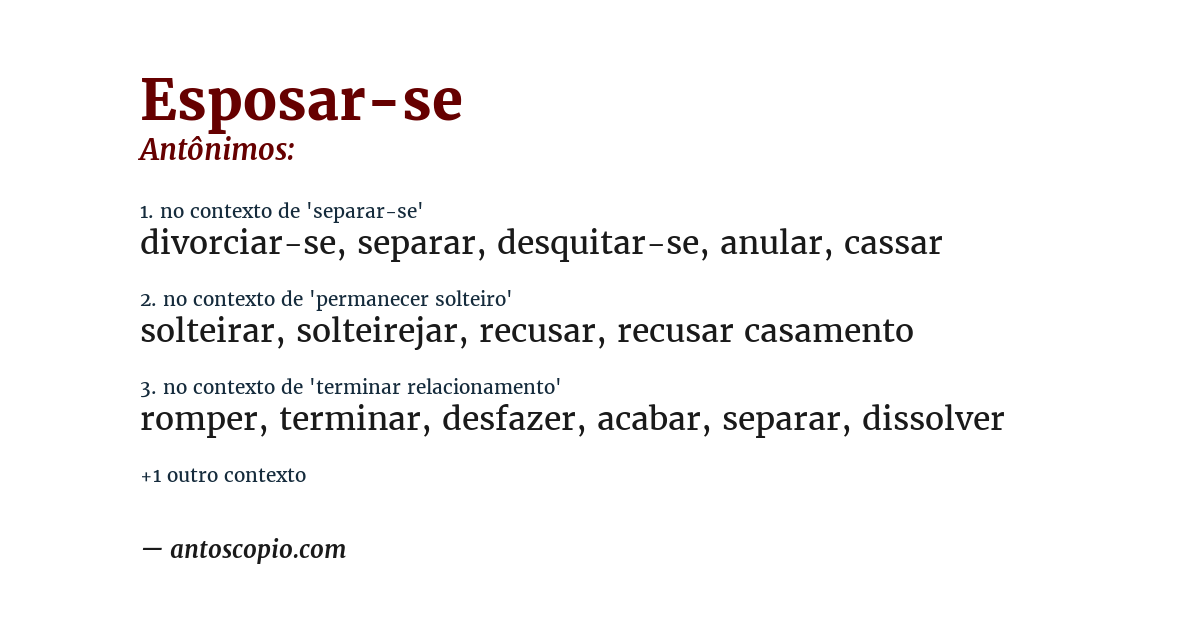 Antônimo de esposar-se