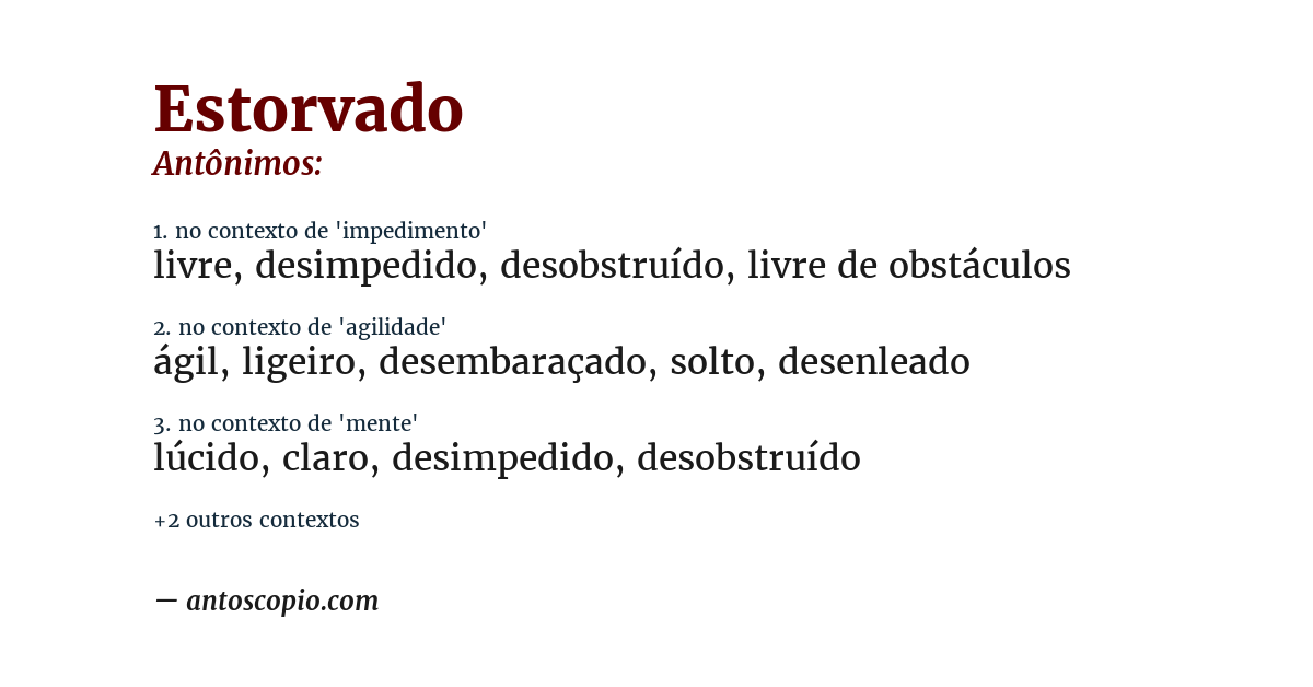 Antônimo de estorvado