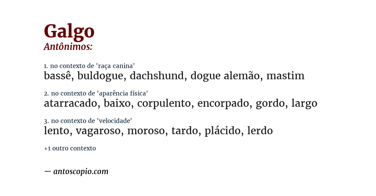 Antônimo de galgo