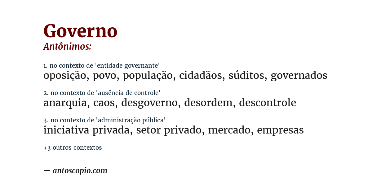 Antônimo de governo