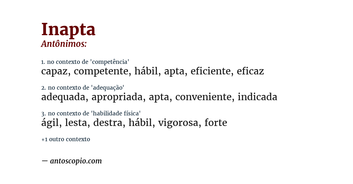 Antônimo de inapta
