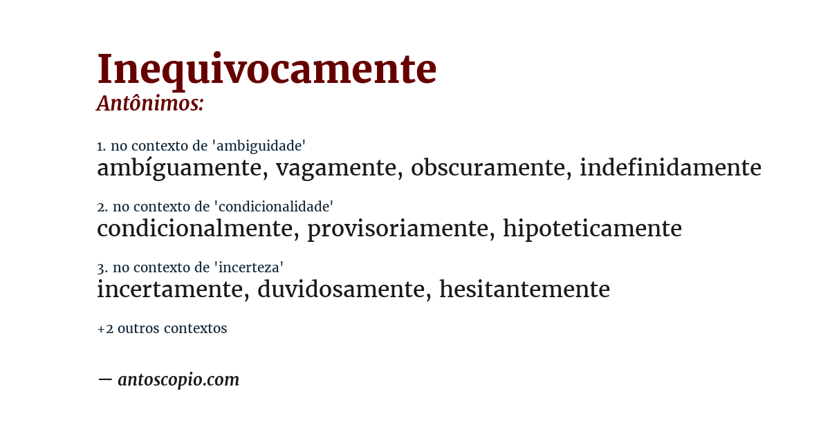 Antônimo de inequivocamente