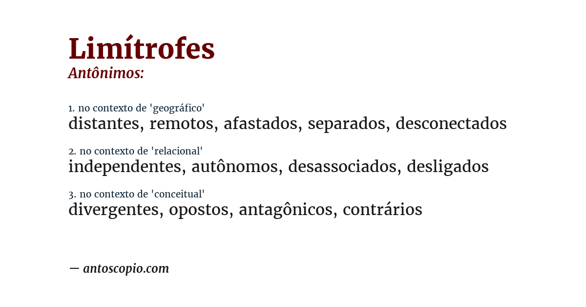 Antônimo de limítrofes