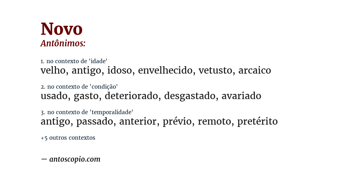 Antônimo de novo