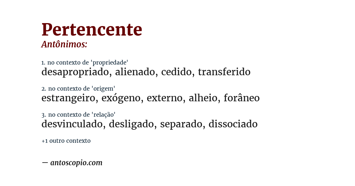 Antônimo de pertencente