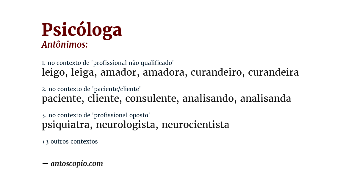 Antônimo de psicóloga