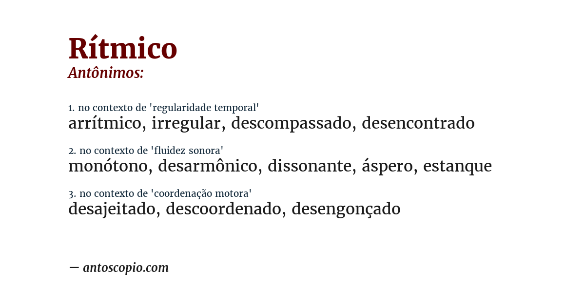Antônimo de rítmico