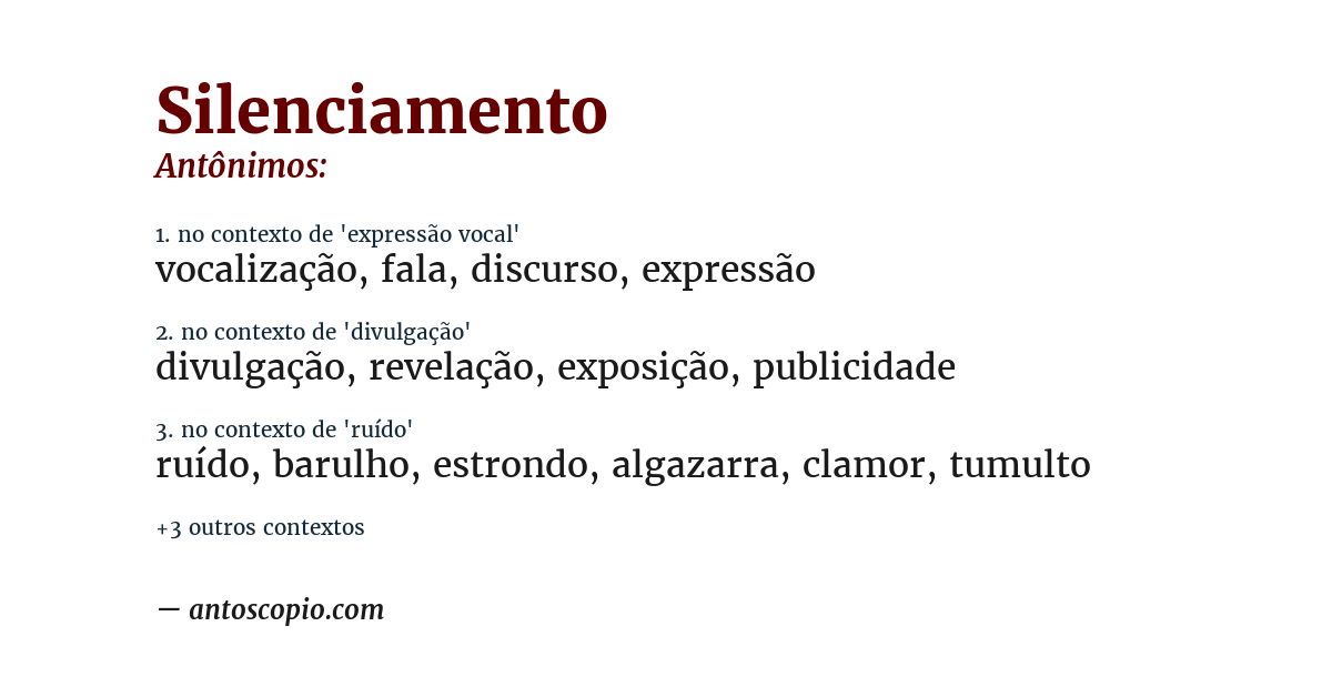 Antônimo de silenciamento