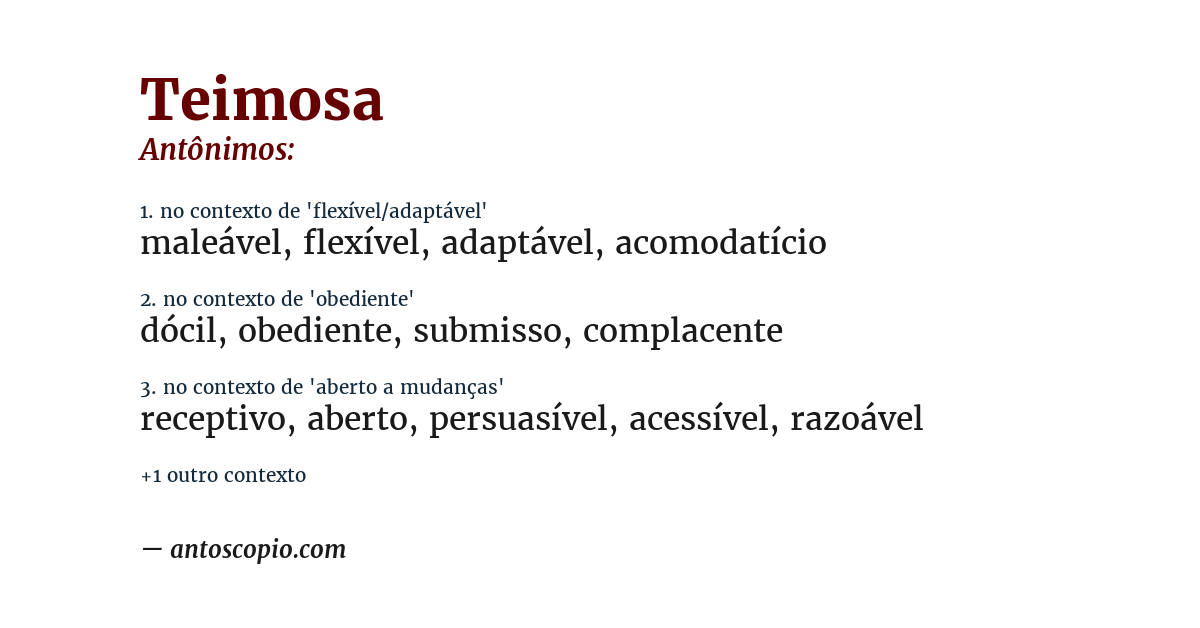 Antônimo de teimosa