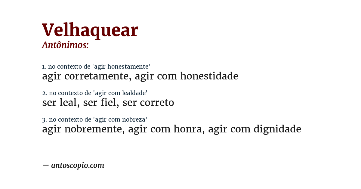 Antônimo de velhaquear