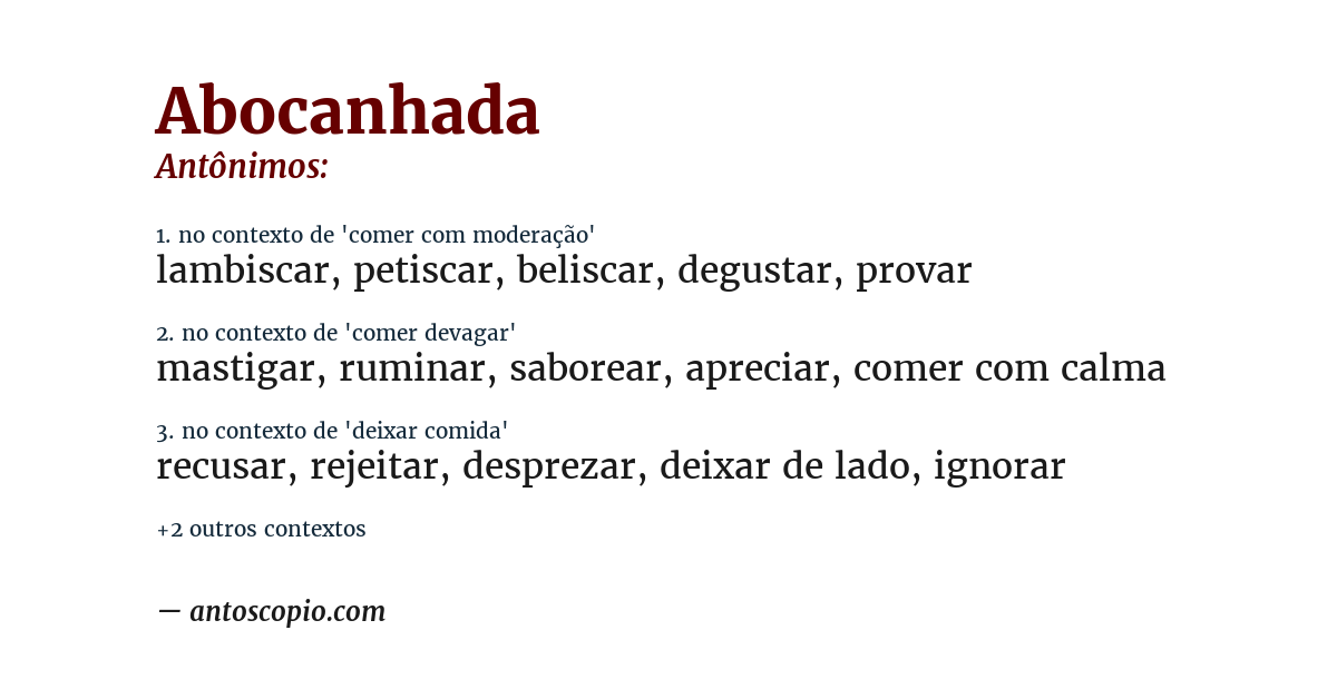 Antônimo de abocanhada