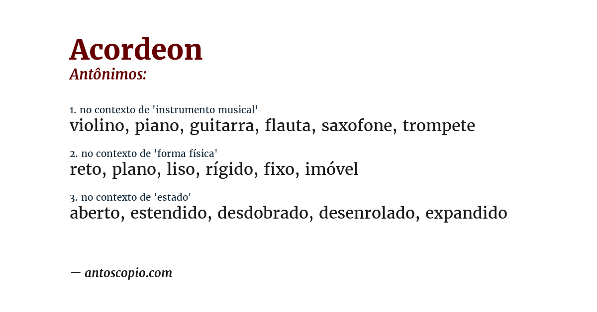 Antônimo de acordeon