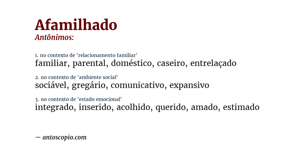 Antônimo de afamilhado