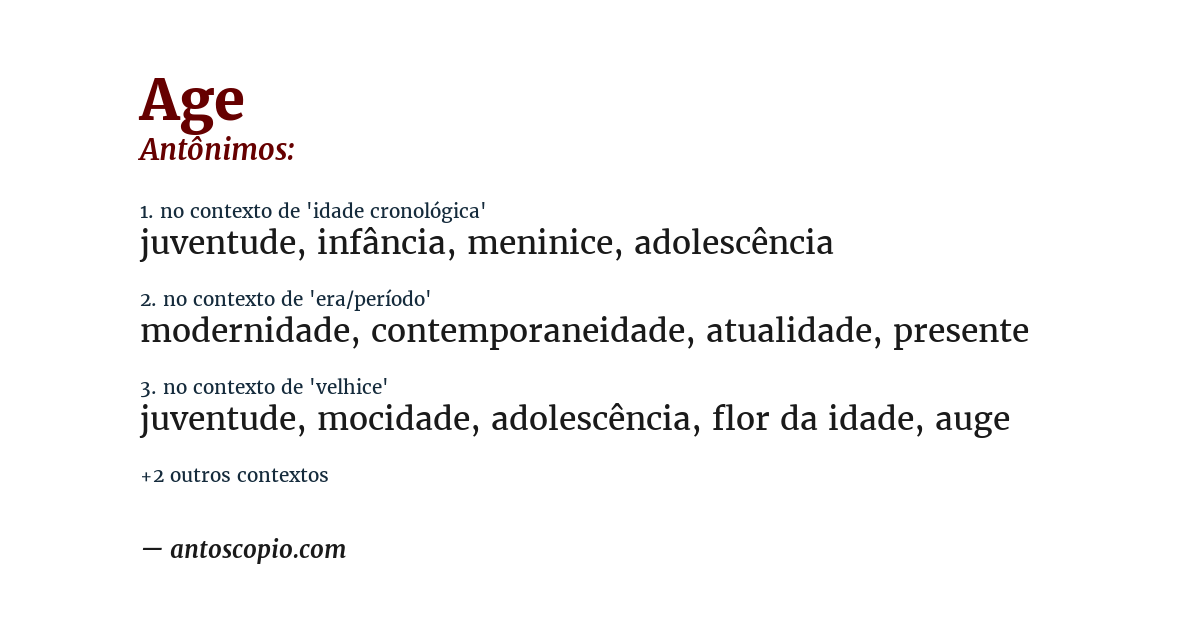 Antônimo de age