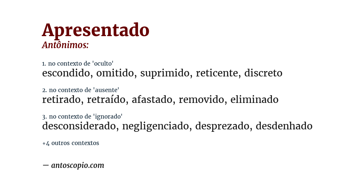 Antônimo de apresentado